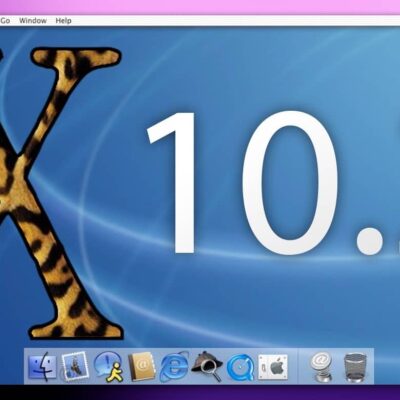 Captura de pantalla del escritorio de Mac OS X Jaguar 10.2.
