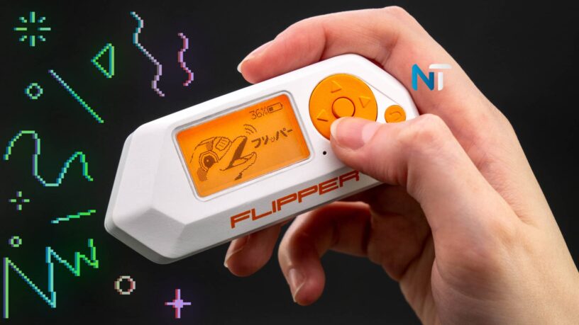 Mano sujetando un Flipper Zero, destacando su pequeño tamaño y su potencial como herramienta multifuncional de hacking.