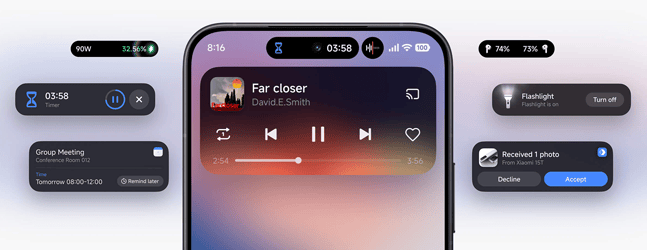 Demostración de la función HyperIsland de HyperOS 3
